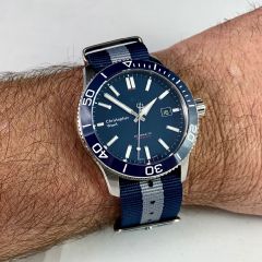 Christopher Ward 42mm Blue on blue/grey nato strap